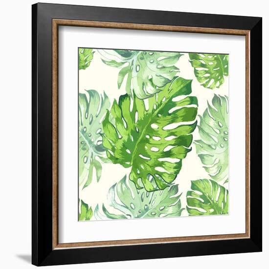 Vector Illustration with Tropical Leaves-Monash-Framed Art Print