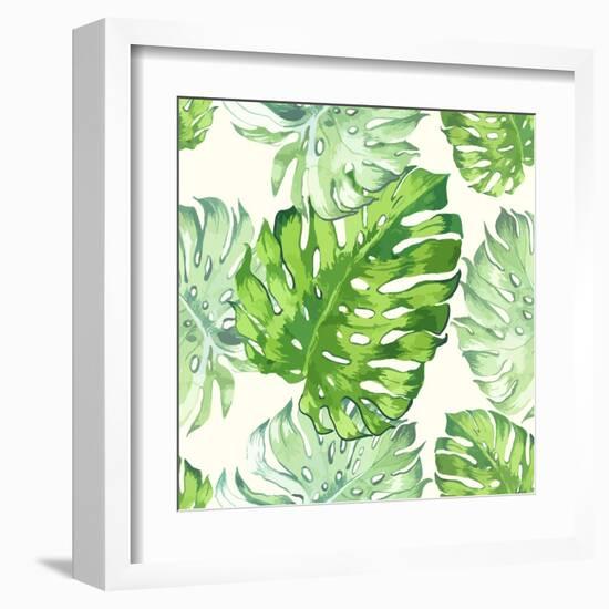 Vector Illustration with Tropical Leaves-Monash-Framed Art Print