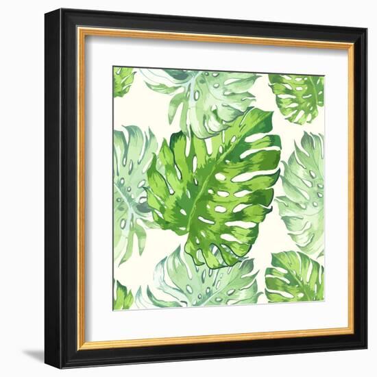 Vector Illustration with Tropical Leaves-Monash-Framed Art Print