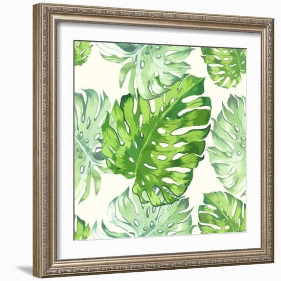 Vector Illustration with Tropical Leaves-Monash-Framed Art Print