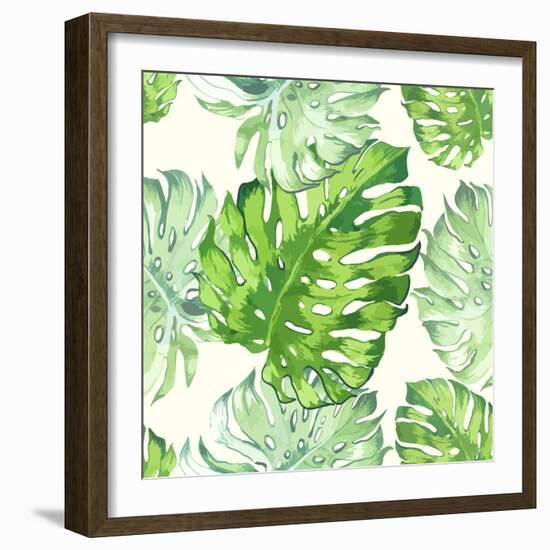 Vector Illustration with Tropical Leaves-Monash-Framed Art Print