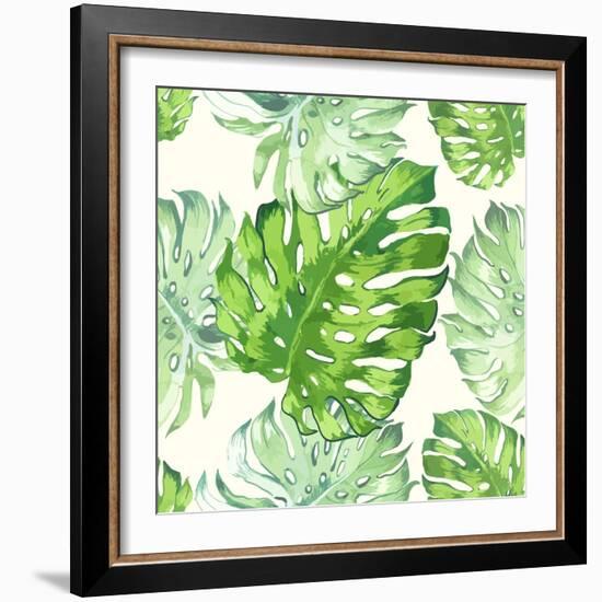 Vector Illustration with Tropical Leaves-Monash-Framed Art Print