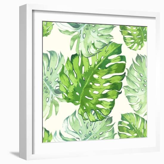 Vector Illustration with Tropical Leaves-Monash-Framed Art Print