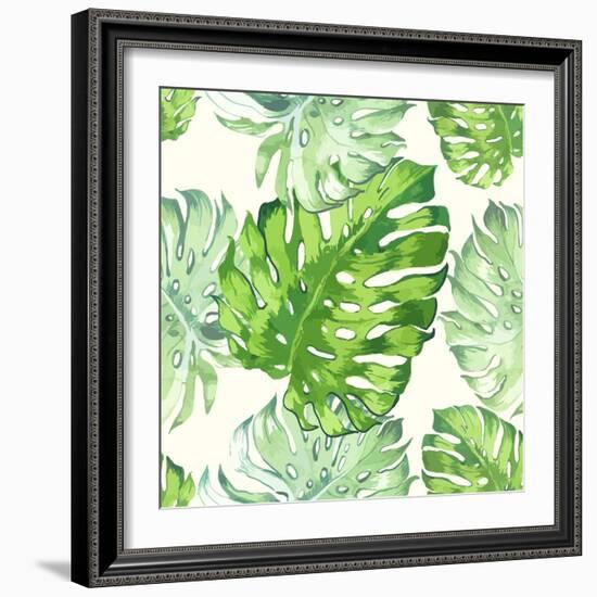 Vector Illustration with Tropical Leaves-Monash-Framed Art Print