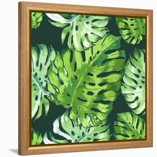 Vector Illustration with Tropical Leaves-Monash-Framed Stretched Canvas