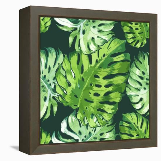 Vector Illustration with Tropical Leaves-Monash-Framed Stretched Canvas