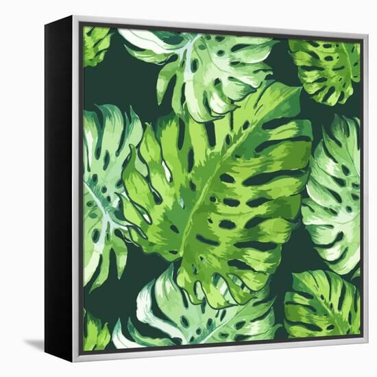 Vector Illustration with Tropical Leaves-Monash-Framed Stretched Canvas