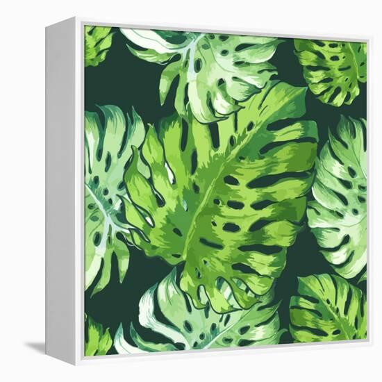 Vector Illustration with Tropical Leaves-Monash-Framed Stretched Canvas