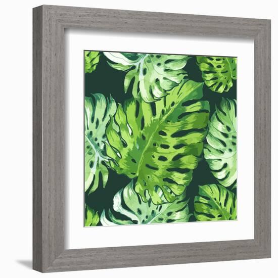 Vector Illustration with Tropical Leaves-Monash-Framed Art Print