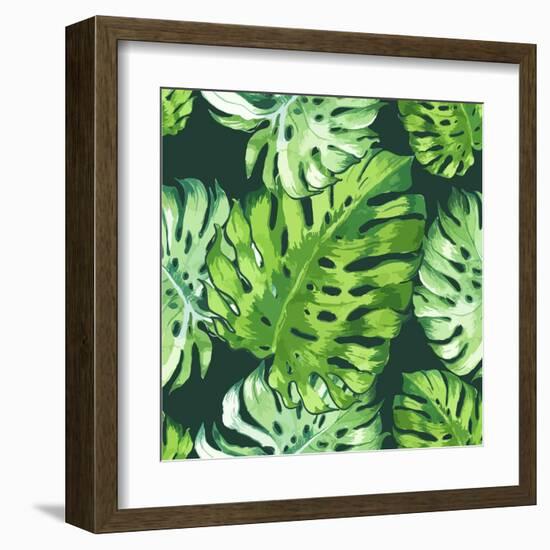 Vector Illustration with Tropical Leaves-Monash-Framed Art Print