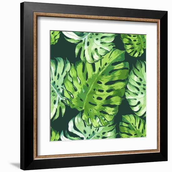 Vector Illustration with Tropical Leaves-Monash-Framed Art Print