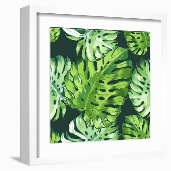 Vector Illustration with Tropical Leaves-Monash-Framed Art Print