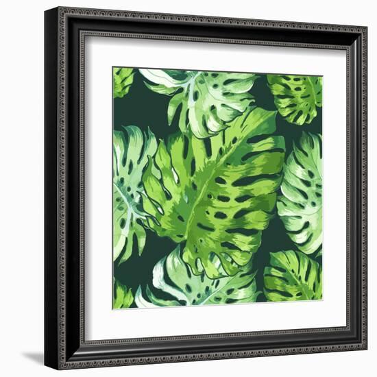 Vector Illustration with Tropical Leaves-Monash-Framed Art Print