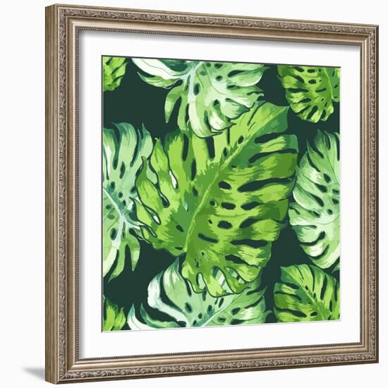 Vector Illustration with Tropical Leaves-Monash-Framed Art Print