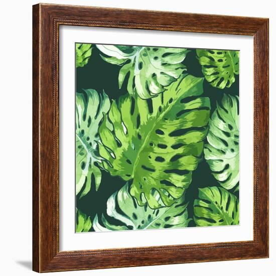 Vector Illustration with Tropical Leaves-Monash-Framed Art Print