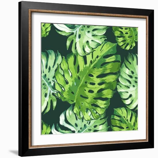 Vector Illustration with Tropical Leaves-Monash-Framed Art Print