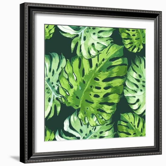 Vector Illustration with Tropical Leaves-Monash-Framed Art Print