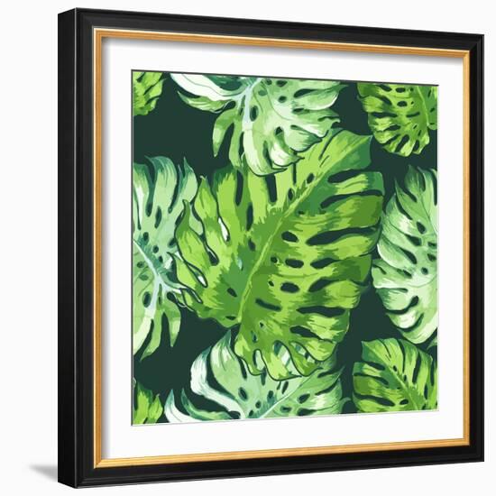 Vector Illustration with Tropical Leaves-Monash-Framed Art Print