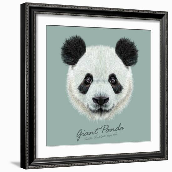 Vector Illustrative Portrait of Panda.Cute Attractive Face Bears.-ant_art-Framed Art Print