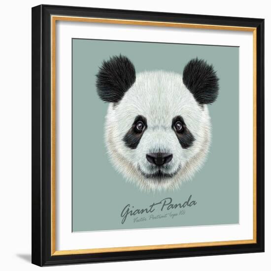 Vector Illustrative Portrait of Panda.Cute Attractive Face Bears.-ant_art-Framed Art Print