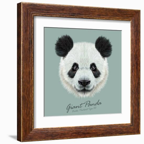 Vector Illustrative Portrait of Panda.Cute Attractive Face Bears.-ant_art-Framed Art Print