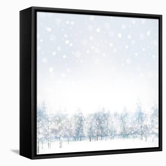 Vector of Winter Scene with Forest Background.-rvika-Framed Stretched Canvas