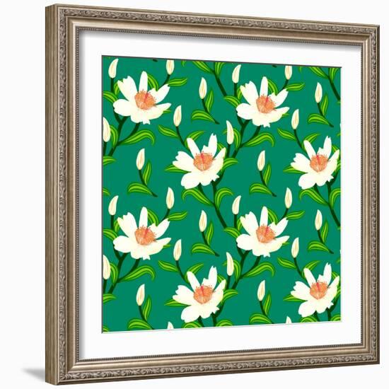 Vector Pattern with Classic Japanese Motifs-tukkki-Framed Art Print