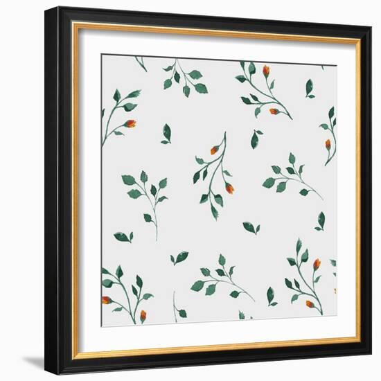 Vector Pattern with Flowers and Plants. Floral Decor. Original Floral Seamless Background. Bright C-Olga Alekseenko-Framed Art Print