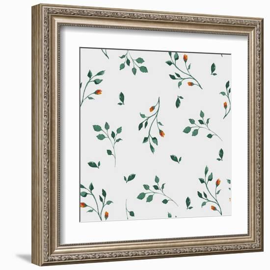 Vector Pattern with Flowers and Plants. Floral Decor. Original Floral Seamless Background. Bright C-Olga Alekseenko-Framed Art Print