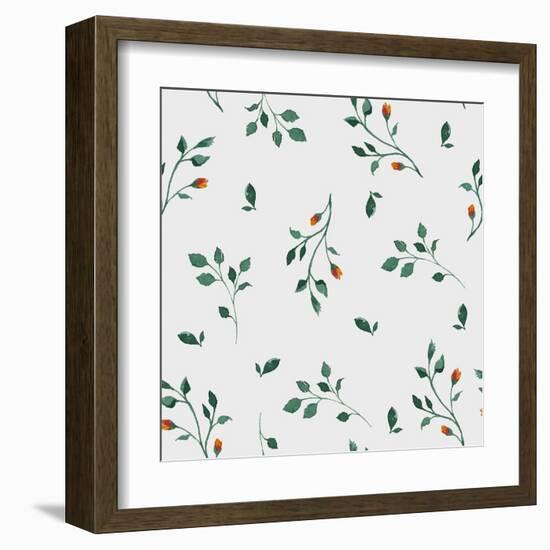 Vector Pattern with Flowers and Plants. Floral Decor. Original Floral Seamless Background. Bright C-Olga Alekseenko-Framed Art Print