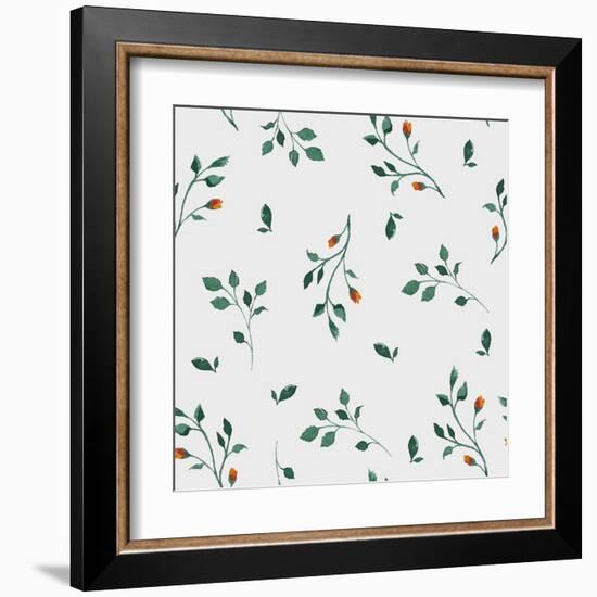 Vector Pattern with Flowers and Plants. Floral Decor. Original Floral Seamless Background. Bright C-Olga Alekseenko-Framed Art Print
