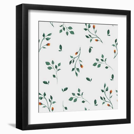 Vector Pattern with Flowers and Plants. Floral Decor. Original Floral Seamless Background. Bright C-Olga Alekseenko-Framed Art Print