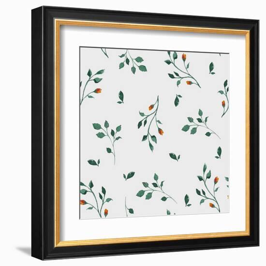 Vector Pattern with Flowers and Plants. Floral Decor. Original Floral Seamless Background. Bright C-Olga Alekseenko-Framed Art Print