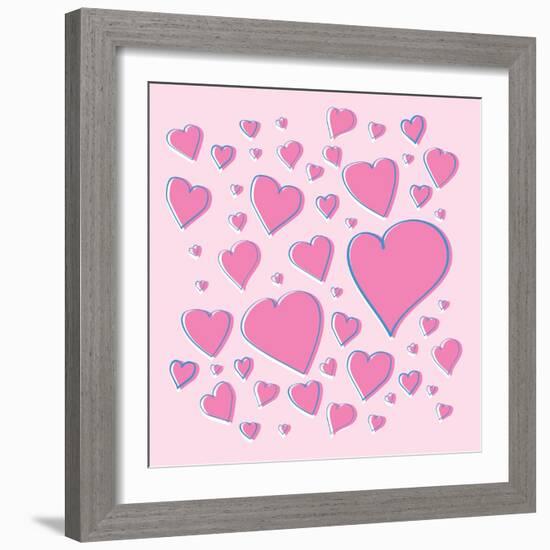 Vector Pink Hearts-skoo-Framed Art Print