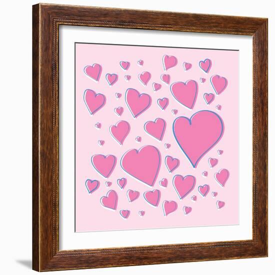 Vector Pink Hearts-skoo-Framed Art Print