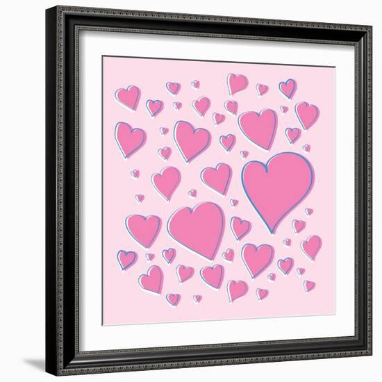 Vector Pink Hearts-skoo-Framed Art Print