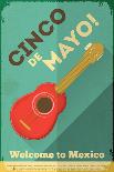 Mexican Guitar. Posters in Retro Style. Cinco De Mayo. Vector Illustration.-Vector Posters and Cards-Mounted Art Print