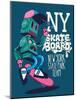 Vector Retro Robot, Skateboard, Skater-braingraph-Mounted Art Print