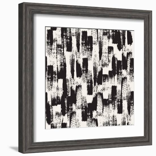 Vector Seamless Pattern. Abstract Background with Black Brush Strokes. Monochrome Hand Drawn Textur-Curly Pat-Framed Art Print