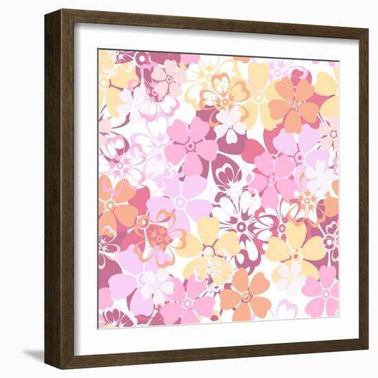 Vector Seamless Pattern with Colorful Flowers.-Naddiya-Framed Art Print