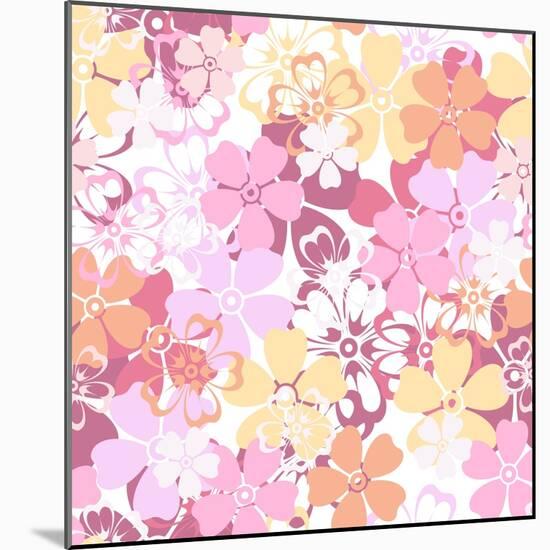 Vector Seamless Pattern with Colorful Flowers.-Naddiya-Mounted Art Print