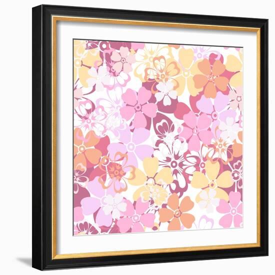 Vector Seamless Pattern with Colorful Flowers.-Naddiya-Framed Art Print