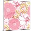 Vector Seamless Pattern with Pink Flowers-rraya-Mounted Photographic Print