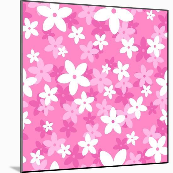 Vector Seamless Pattern with White and Pink Flowers.-Naddiya-Mounted Art Print