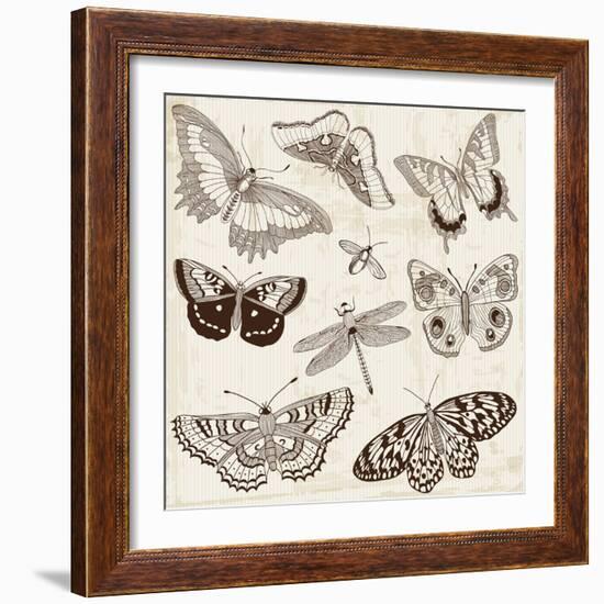 Vector Set: Calligraphic Butterfly Design Elements and Page Decoration-woodhouse-Framed Art Print
