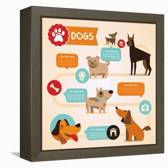 Vector Set of Infographics Design Elements - Dogs-venimo-Framed Stretched Canvas