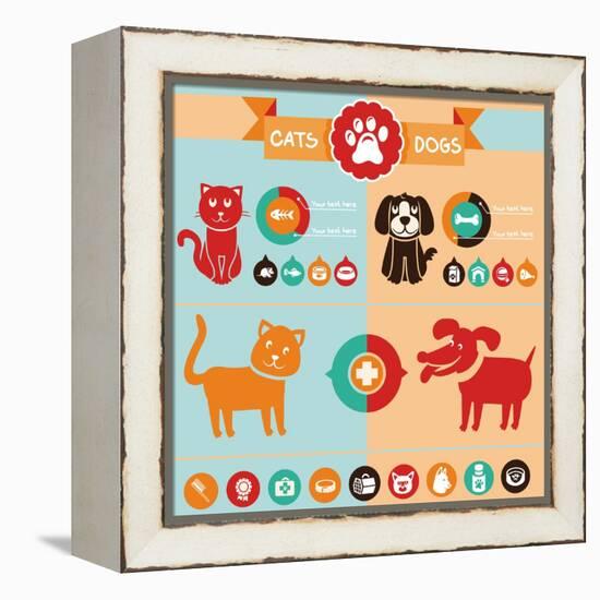 Vector Set of Infographics Elements - Dogs, Cats-venimo-Framed Stretched Canvas