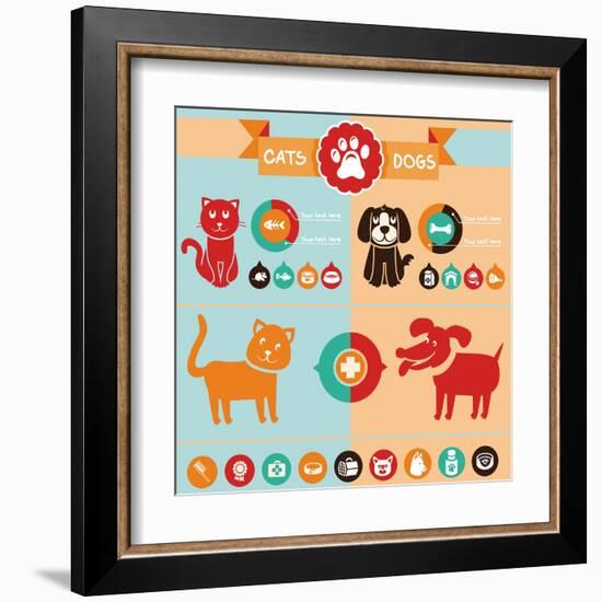 Vector Set of Infographics Elements - Dogs, Cats-venimo-Framed Art Print