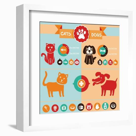 Vector Set of Infographics Elements - Dogs, Cats-venimo-Framed Art Print