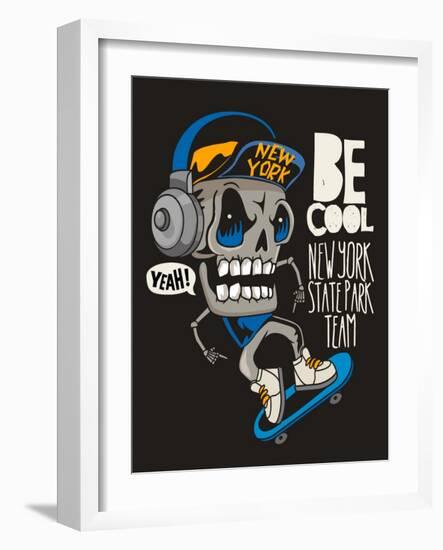 Vector Skateboard Skull Design-braingraph-Framed Art Print